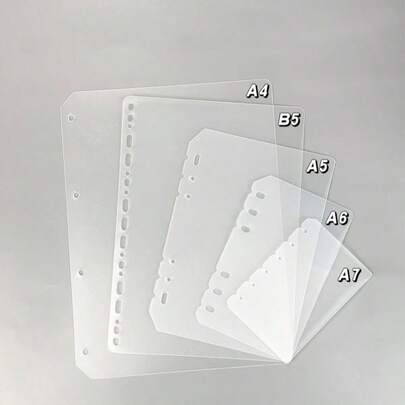 2pcs A5/A6/A7/A8/M5 Loose Leaf Notebook Divider Tabs, Multi-Hole PP Matte Transparent Standard Divider Pages, Suitable For School And Office Use, Back To School Season
