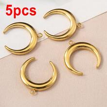 5pcs Fashionable Stainless Steel Crescent Moon Shaped Single Hole Pendant, Suitable For DIY Necklace, Bracelet, Earring, Beaded Jewelry Making - Stainless Steel Moon Pendant - View 10