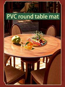 1.5mm Transparent Soft Glass PVC Round Tablecloth, Dining Table Mat, Waterproof Mat, Heat-Resistant Tea Table Surface Protective Pad - White - View 4