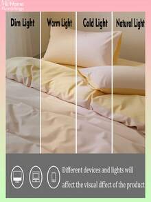 3pcs Light Pink & Light Yellow Bedding Set, Includes 1 Duvet Cover & 2 Pillowcases, Soft & Comfortable Home Textile, Available In Multiple Colors, Suitable For Dorm Rooms, Simple & Fashionable Bedroom Decor, Machine Washable, No Filling - Baby Pink - View 7