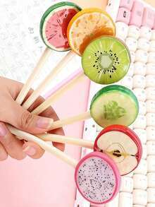 1pc 0.5mm Fruit Shaped Gel Pen, Valentine's Day Stationery, Creative & Interesting Gift, Student Supplies, Reward Pen - Fruit Slices - View 8