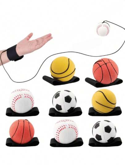 1个直径63毫米的趣味橡胶腕部回弹球，高弹力手抛弹力球，带腕带，万圣节和圣诞节礼物，青少年弹力PU训练球，耐用投掷和弹跳练习套装，适合户外玩耍和运动，包括棒球、足球、篮球、网球等运动器材，手眼协调训练球