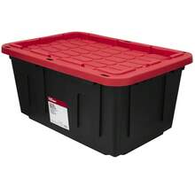 Heavy Duty 27 Gallon Plastic Storage Bin With Snap Lid Black And Red - 1 - 查看 2