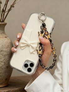 1pc Retro Black Gold Enamel Butterfly Crystal Beaded Phone Lanyard, Elegant Wrist Chain, Bag Charm - Multicolor - View 8