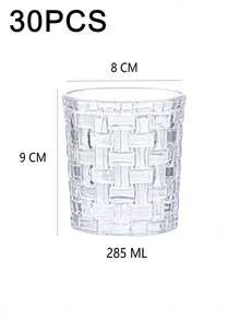 6-Piece Minimalist Transparent Glass Water Cup Set, Suitable For Home Use, Coffee Cups, Juice Cups, Whiskey Cups, Straight-Sided Textured Beverage Cups, Multiple Sizes Available, Party Table Cups. - SK002-2 (285ml) - View 13