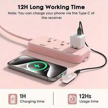 Microphone cài áo không dây USB-C nhỏ gọn - Phù hợp với điện thoại thông minh và máy tính xách tay, tuyệt vời cho quay video, phát trực tiếp, phỏng vấn và vlog, có pin sạc, micro kẹp màu hồng, thời trang và dễ thương. - Hồng - Xem 5