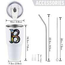 30oz Stainless Steel Tumbler Black White Options,  Colorful Cartoon Characters In Letter B Graphic Cups, Insulated Travel Coffee Mug With Lid And Straw , Double Wall Vacuum Reusable Travel Cups, Funny Birthday Party Gift For Women & Men - trắng - Xem 3