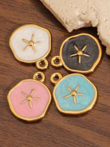 2Pcs 18K Gold Plated Stainless Steel Colored Enamel Starfish Charm Pendant Summer Beach Conch Shell Charms For DIY Jewelry Making Supplies Earrings Necklace Bracelets Accessories - Pendant - View 2
