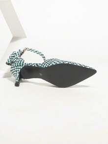 Green And White Contrast Pointed Toe Hollow Out Stiletto High Heel Shoes For Women - Green and White Stripes 1 - View 8