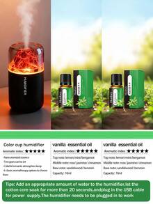 1 pieza Humidificador de volcán colorido de 180ml, alimentado por USB, 2 modos de funcionamiento, luz LED de 7 colores, apagado automático, niebla silenciosa, purificador de aire para el hogar, difusor de aromas con efecto de volcán, adecuado para decoración interior, oficina, sala de estar, escritorio, coche, gran regalo para mujeres - Blanco y Negro - Ver 22