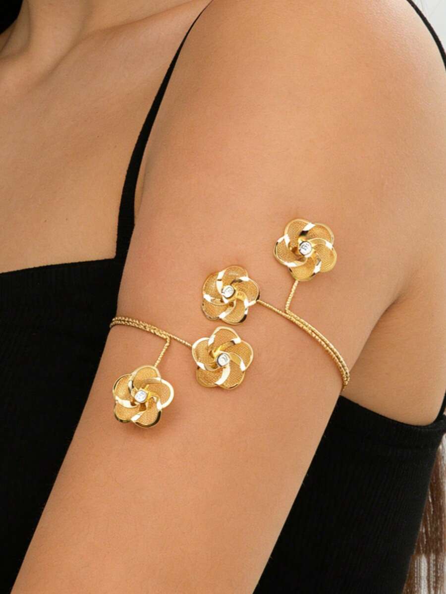 1 chiếc vòng tay ôm sát cơ thể kiểu tối giản, dây đeo tay hai lớp màu vàng thời trang mới có thể điều chỉnh, quà tặng cho kỳ nghỉ biển. - Vàng - Xem 1