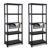 NEW! 2x 5 Tier Black Plastic Heavy Duty Shelving Racking Storage Unit - Multicolor - View 2