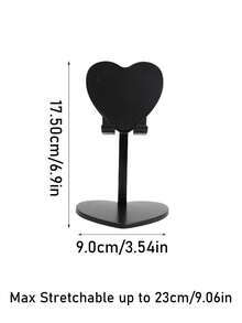 Heart-Shaped Metal Adjustable Desktop Stand, Creative Love-Shaped Expandable Phone Holder, Stable Non-Slip Tablet Stand For Live Streaming And Slouchy Use - Black - View 6