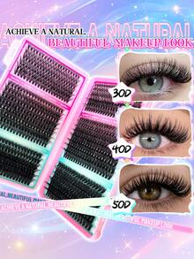800pcs Eyelash Extension Set, D Curl 30D/40D/50D Mixed Length 9-16mm, Natural Thick Dramatic Style, High Volume Long Lasting False Eyelashes, Suitable For Beginners Daily And Party Use - Black - View 4