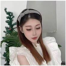 1pc Houndstooth Knotted Headband, Wide Retro Chic Personalized Satin Fabric Knotted Hair Hoop Hairband Diadema - Multicolor - View 2