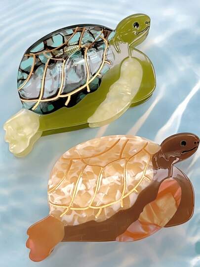 1pc New Ocean Series Sea Turtle Hair Clip, Acetate Turtle Hair Accessory, Cute Cartoon Hair Claw For Women