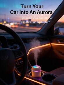 300ml USB Powered Colorful LED Light Humidifier, Suitable For Home, Office, Car, Multiple Colors Available, Daily Humidification, Prevent Dryness, Car Accessories, Electric Aroma Diffuser, Car Air Freshener - Cylinder - View 2