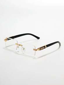 2副金属无框猎豹动物造型透明镜片眼镜（适合街头摄影） - 2set黑框/平光鏡 - 查看 6