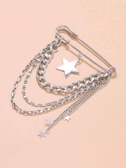 1 chiếc ghim cài áo hình ngôi sao năm cánh thanh lịch, mềm mại, có tua rua, phụ kiện ghim cài áo thời trang sáng tạo cá nhân hóa dành cho nữ.