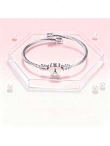 Silver Heart Initials Bracelet-A-Z Stainless Steel Engraved Charm Bracelet, Woman Jewelry Birthday Festival Gift - bạc - Xem 10