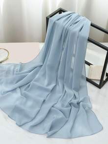 Solid Color Chiffon Scarf/Shawl For Women - Light Blue - View 3