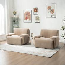 42" Wide Oversized Chenille Decorative Chair(1PC),Minimalist And Practical Deep Seat Single Sofa With Ergonomic Support – No Assembly Required Plush Reading Chair For Living Room, Bedroom & Dorm (Cloud-Like Cushion, Breathable Fabric, 350lbs Capacity) - Ghế bọc vải nhung màu nâu nhạt, cao 42 inch - Xem 3