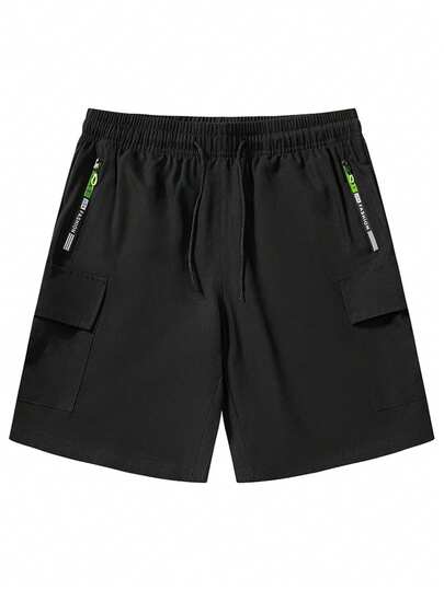 男士透气速干冰丝休闲百慕大短裤，运动跑步健身短裤，多口袋设计，情侣款，夏季