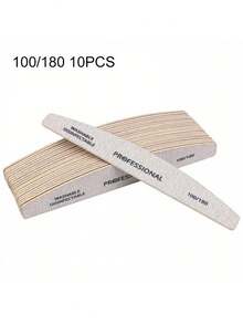 Bộ 5 dũa móng tay bằng gỗ hình lưỡi liềm, độ nhám 100/180, mặt nhám hai mặt, có thể giặt và tái sử dụng, phù hợp với móng tay tự nhiên, dùng tại nhà và salon, dùng để đánh bóng móng. - Màu Xám nhạt - Xem 3