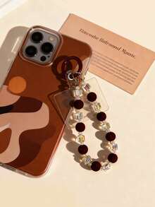 1件复古酒红色串珠水晶手机挂绳，秋冬氛围腕链，包包挂饰 - 彩色 - 查看 2