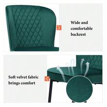 Dining Chair (Set Of 2), Dark Green, Designer Upholstered Chair With Backrest, Velvet Seat, Metal Frame - Green - View 8