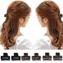 6个迷你豹纹方形发夹 - 时尚简约半扎发夹，适合女性日常佩戴、外出和节日礼物 - 彩色 - 查看 1