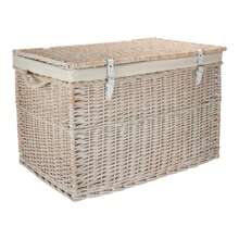 Red Hamper Large White Wash Wicker Storage Basket With Cotton Lining - White - View 4