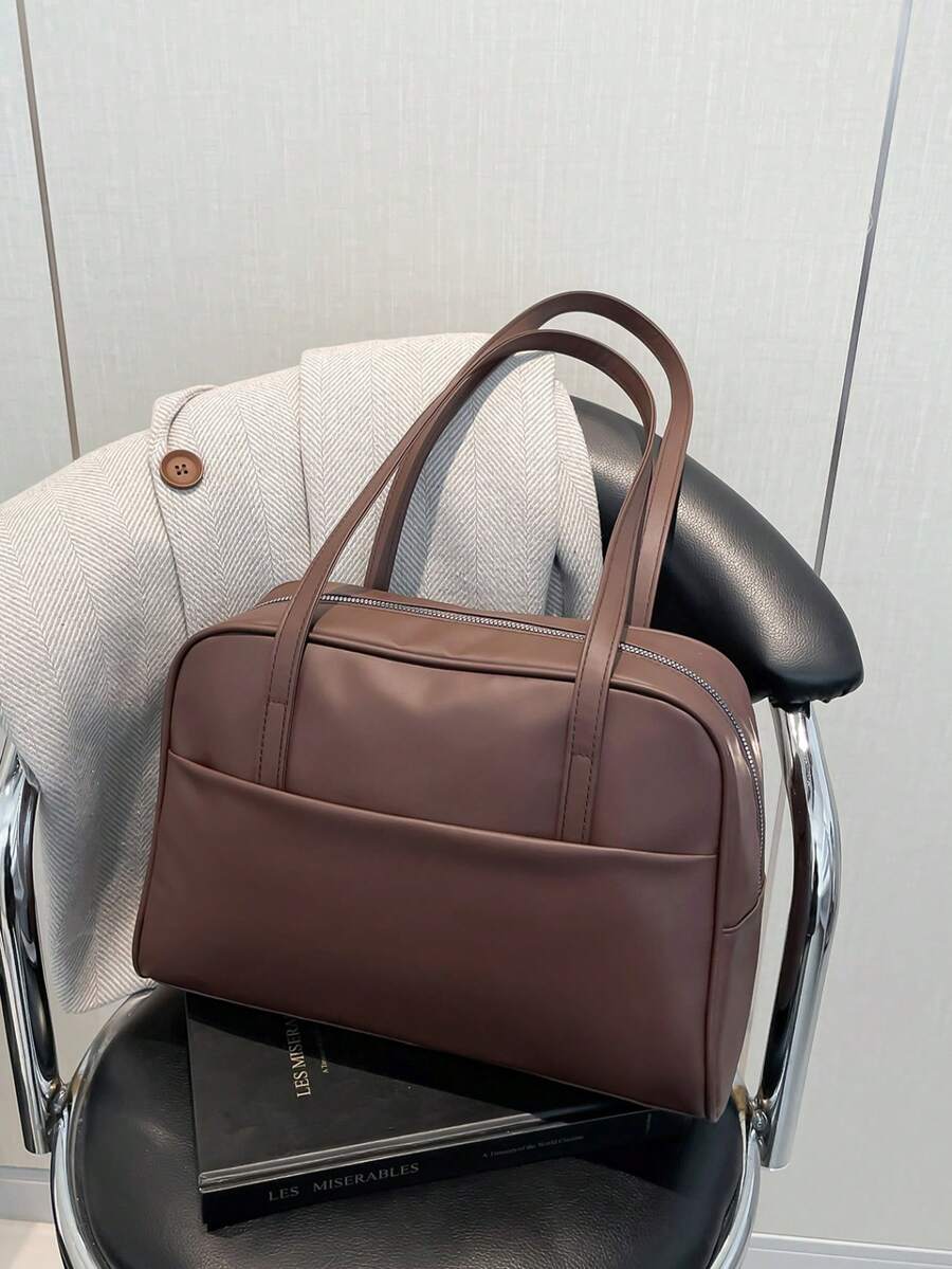 Túi đeo vai cỡ lớn kiểu dáng cổ điển dành cho sinh viên, túi xách tay tiện dụng, túi đeo chéo vai thiết kế cao cấp Hàn Quốc dành cho nữ. - màu nâu - Xem 1