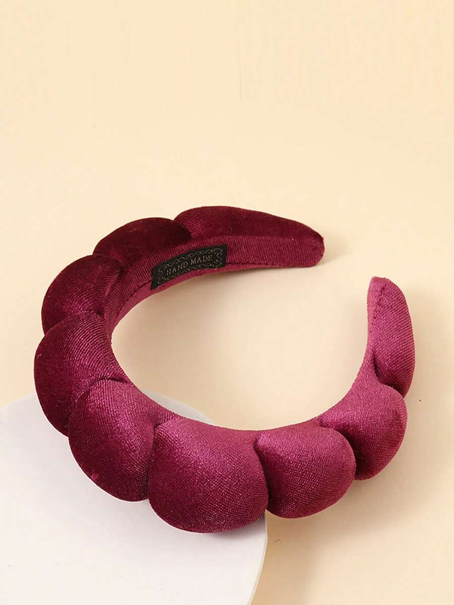 1pc High Quality Velvet Headband For Skincare, SPA, And Styling - Hot Pink - View 1