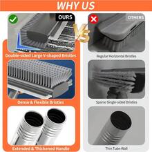 3 In 1 Long Handle Floor Scrub Brush With Squeegee And Tweezer Heavy Duty 90 Degree Stiff Bristle Push Broom For Patio Shower Garage Deck Tile Concrete Cleaning Supplies - 預設 - 查看 5