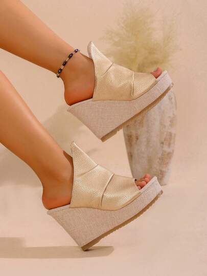 Mẫu sandal đế xuồng 10cm bán chạy nhất năm 2026, giày cao gót hở mũi gợi cảm dành cho nữ, thích hợp cho mùa hè.