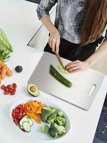 1/3 piezas Tabla de cortar de aleación de titanio y acero inoxidable 304 - Tabla de cortar de cocina antibacteriana para carne, frutas y verduras, antideslizante y fácil de limpiar, regalo de Navidad 2025 - 1PC - Ver 8