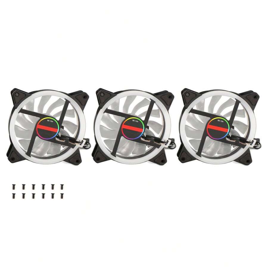 3pcs 120mm Case Fan Double Aperture Silence 16 LED Beads High Brightness Computer Case Fans for Computer - Ver 1
