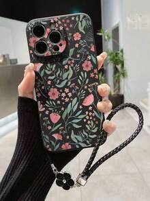 花朵图案单件装打孔边缘碎花彩绘加厚防摔彩绘手机壳，配有装饰编织腕带，兼容 16/11/16pro/16plus/16promax/16e/15Promax/13/14/12/XS/XR/7G/8P、Galaxy S25/S25PLUS/S25 Ultra/A16/A36/A26/A56/A50/A12/A32/A52/A72/A51/A21S/A13/A14/S24/S24PLUS/S24Ultra、S22/A52/A53/A54/A55、11/12Pro/12/12X/13Pro/14Pro/15Pro 等机型。 10/9/Note9/12c/Note11pro/Note8Pro - 彩色 - 查看 2