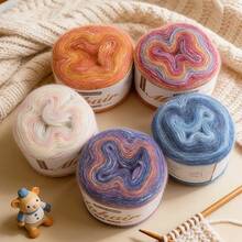 50g Sợi len ombre dạng bánh, sợi pha mohair siêu mềm, chuyển màu cầu vồng, thích hợp để móc, đan, làm đồ thủ công nhiều màu sắc, áo len, khăn choàng, áo khoác, mũ, khăn quàng cổ. - 02 Đầy màu sắc - Xem 2