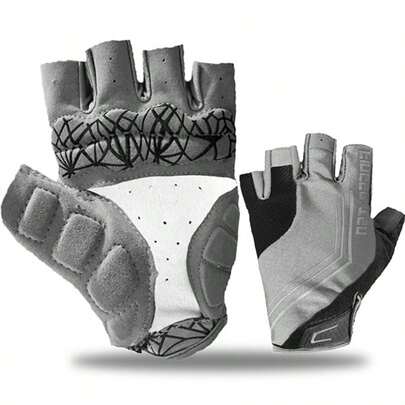 FINGER TEN FIGNER TEN 半指骑行手套，左右手通用，透气防滑加厚设计，适用于公路和山地骑行，男女皆宜。