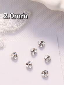 10pcs K9 Mini Nail Art Rhinestones, Shiny Transparent White Asymmetrical Flat Bottom Rhinestone Beads - White - View 10