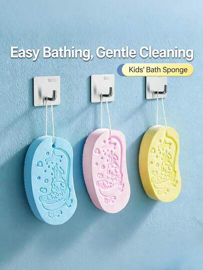 1pc Children's Rabbit Shaped Bath Sponge, Strong Yet Gentle Scrub Sponge For Baby, Soft Texture, Suitable For Infant Bathing