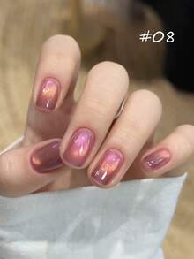 10毫升新款粉金柔光猫眼凝胶指甲油 2026流行新款闪粉甜美粉桃色玻璃珠猫眼美甲美甲用品粉色美甲红色美甲 - 彩色 - 查看 16