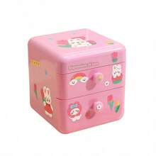 1pc Cute & Creative Jewelry Box With Flip Cover And Drawer, Home Storage - Multicolor - View 8