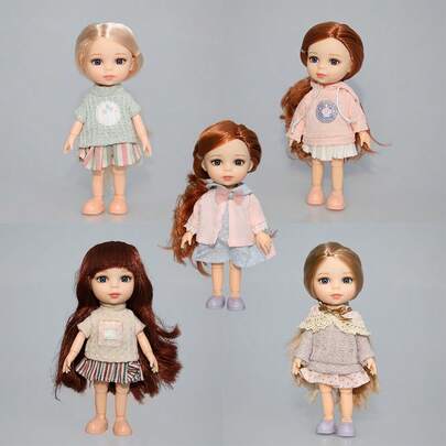 16cm Doll With Multiple Articulated Joints, Wearing Fashionable Outfit, Detailed Makeup, Blue Eyes, Cute Girl Toy, Gift For Doll Collectors, Friends Birthday