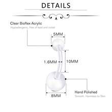 Clear Piercing Retainers Set Bioflex Clear Nose Lip Labret Stud Septum Hoop Eyebrow Tongue Belly Button Piercing Ear Earring Cartilage Plastic Industrial Retainer - Clear - View 6