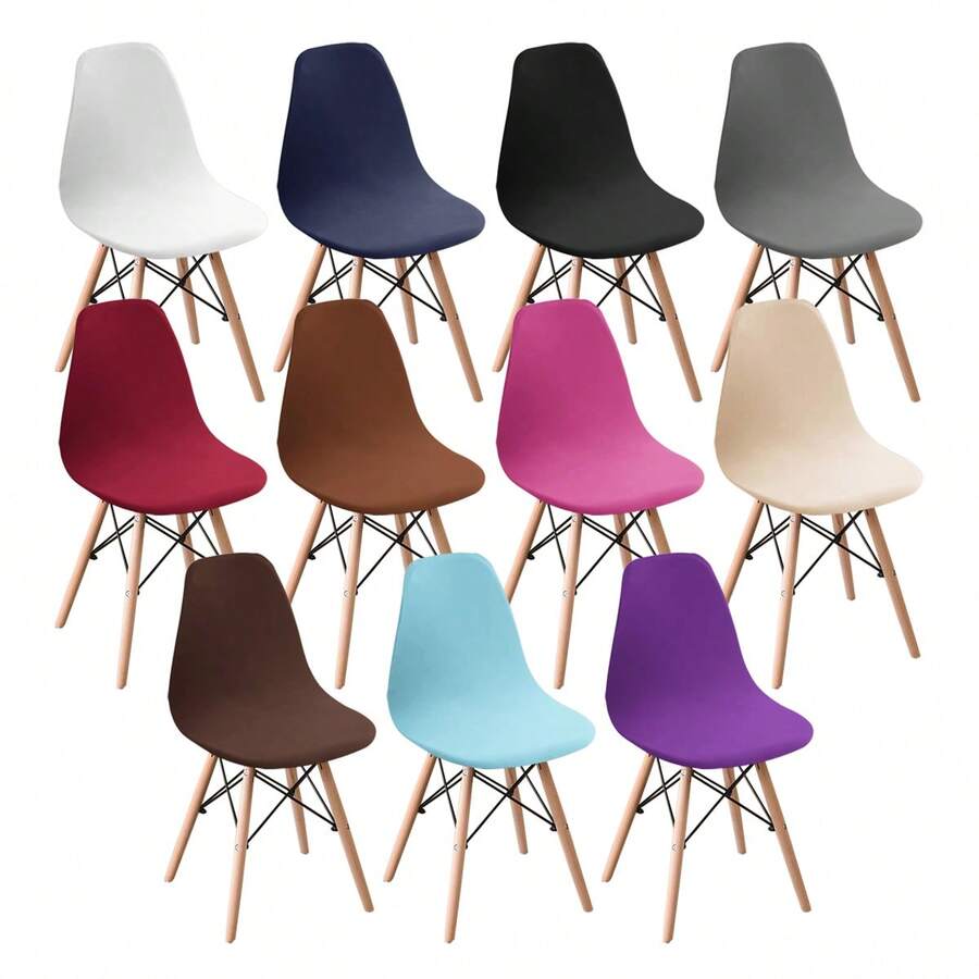 1/2/4/6 piezas Fundas de silla de terciopelo de maíz, fundas de cojín de respaldo elástico de una sola pieza, unicolor