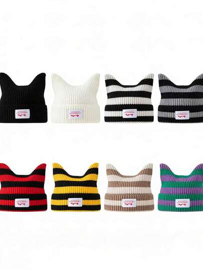 1pc Unisex Fashion Car Logo Knit Beanie Hat, Suitable For Autumn/Winter Daily Wear