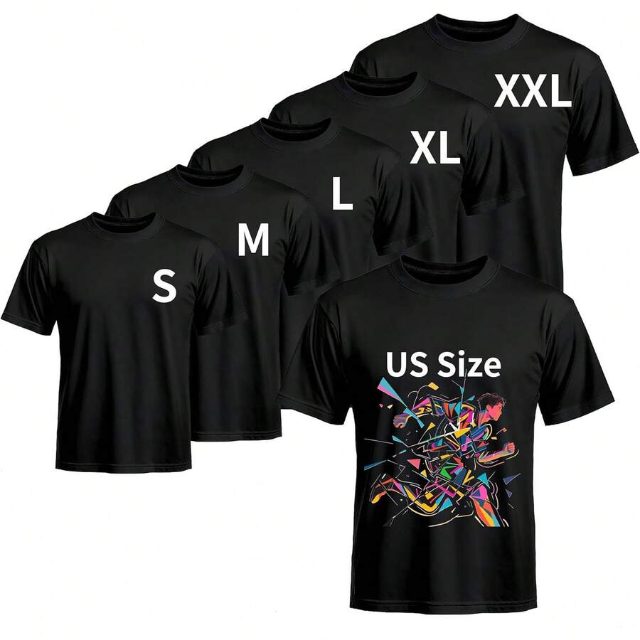 paquete de 5 camisetas de poliéster unisex para sublimación y regalos DIY - Paquete de 5 negros - Ver 1